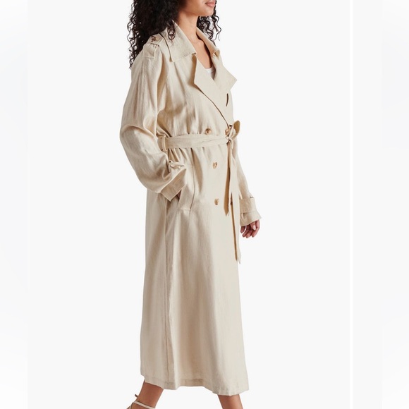 steve madden lennox linen blend trench coat - Picture 3 of 7